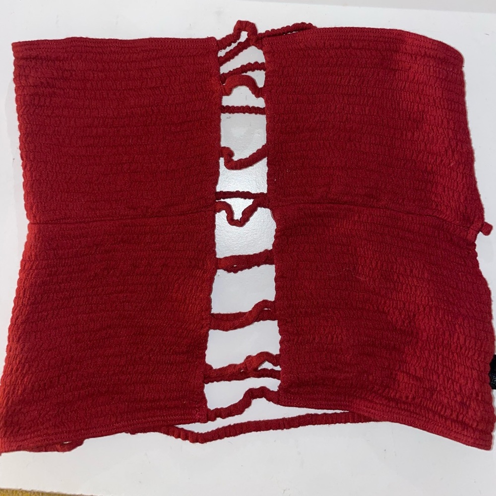 Red crop top with open back